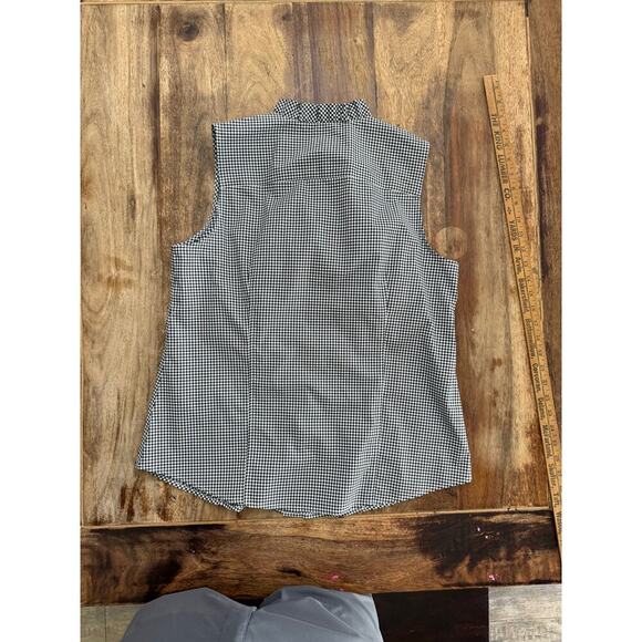 TALBOTS Black White Plaid Print Wrinkle Resistant Button Down Shirt Size 10 - Picture 5 of 5